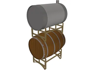 Wine Barrels 3D Model