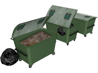 Plastic Dumpsters 3D Model