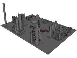 Oil Refinery Parts 3D Model