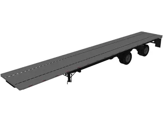 Split Axle Flatbed Trailer 3D Model