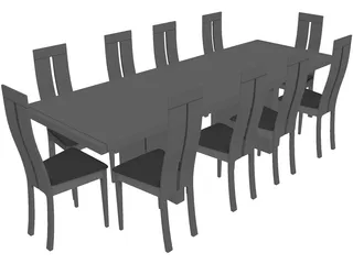 Table with Chairs 3D Model