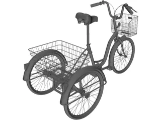 Three-wheeled Bicycle 3D Model