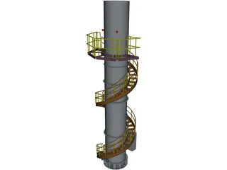 Exhaust Stack Platform Circular Stairway 3D Model