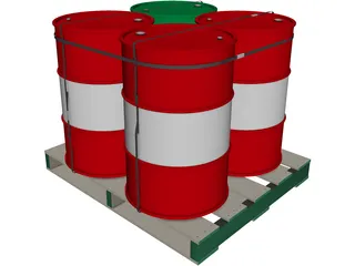 Drums on a Pallet 3D Model