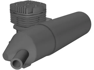 O.S. 61 FX RC Engine with Muffler 3D Model