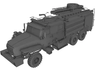 Ural 5557 Fire Truck 3D Model