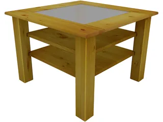 Wood Table with Glass 3D Model