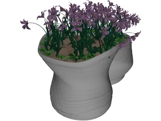 Flower Bed with Flowers 3D Model