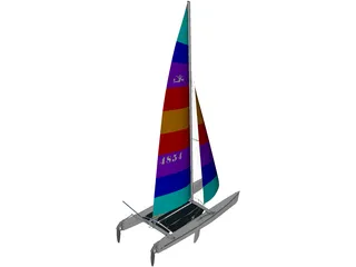 Hobie 18 Racing Catamaran 3D Model