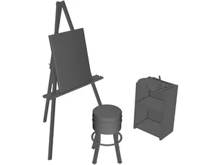 art classroom easel 3D model, art classroom easel free model-coohom model  library