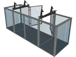 Steel Cage with Doors 3D Model