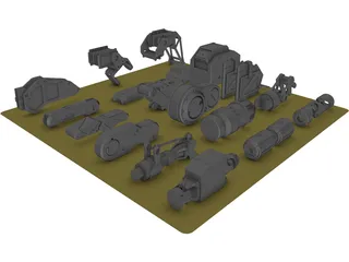 Hard Surface Kitbash Pack 1 Set 1 3D Model