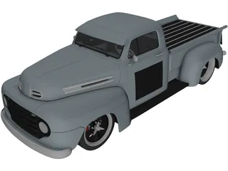 Ford F1 Pickup Truck Hot Rod (1950) 3D Model