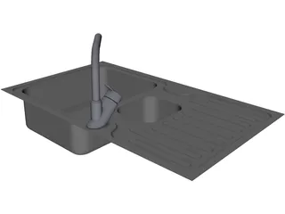 Steel Sink and Faucet 3D Model