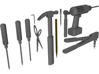 Hand Tools Collection 3D Model