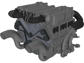 Bugatti Veyron W16 Engine 3D Model