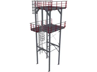 Stairtower 2 Levels 3D Model
