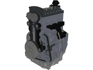 3 Cylinder Engine 3D Model