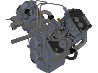 V-twin Engine 3D Model