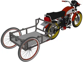 Honda ML 125 with Trailer 3D Model