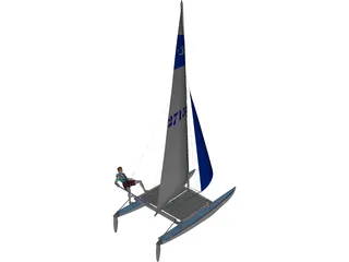 HobieCat 14 Turbo Racing Catamaran 3D Model