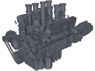 Jaguar XJ13 Engine and Gearbox 3D Model