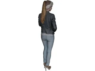 Woman Jeans High Heels 3D Model