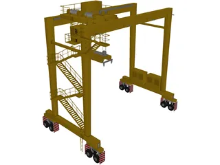 RTG Container Port Crane 3D Model