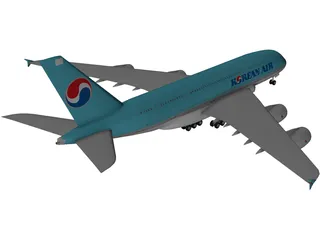 Airbus A380 Korean Air 3D Model