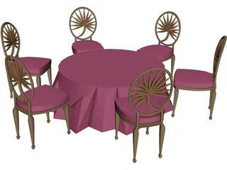 Table and Chairs 3D Model