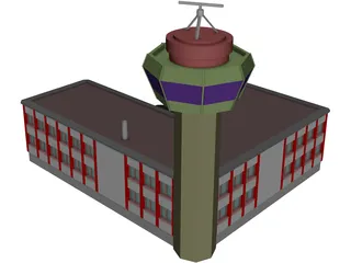 Control Tower with Airport Building 3D Model