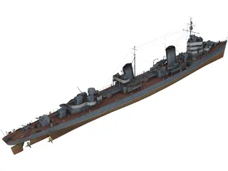 Soviet destroyer Leningrad 3D Model