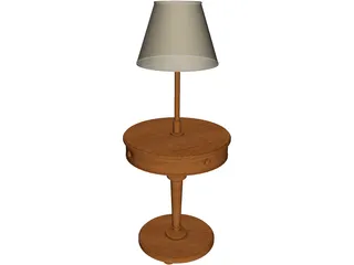 Rounded Table with Lamp 3D Model