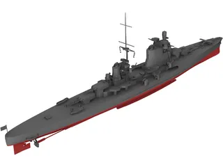 Heavy Cruiser Warship 3D Model