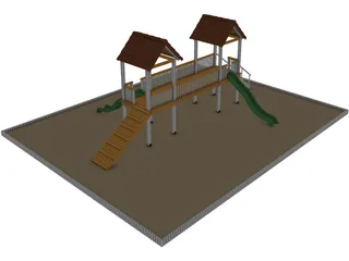 Games Area with Two Slide 3D Model