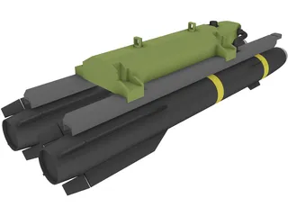 Hellfire Missile with Launcher 3D Model