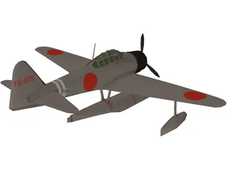 A6M2 Rufe Zero Nakajima zeke Floatplane 3D Model