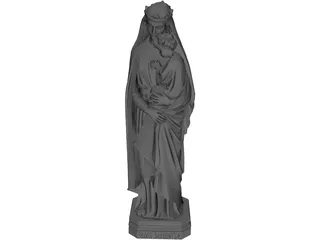 Virgin Mary Statue with Baby Jesus 3D Model