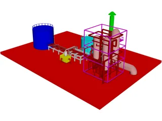 Oil Refinery 3D Model