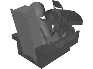 F-15 Cockpit with Pilot and Seat 3D Model