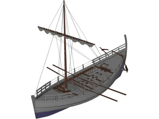 Kyrenia Ancient Greek Merchant Ship 3D Model