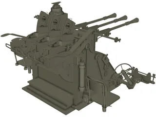 Type 96 Japanese Triple AA Gun (25 mm) 3D Model