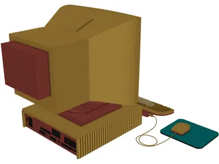 Computer Desktop with Mouse 3D Model