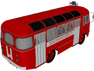 PAZ 672 Soviet Fire Department 3D Model