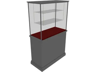 Glass Vitrine with Wooden Base 3D Model