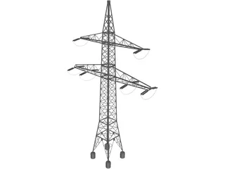 High Voltage Electric Power Transmission Pylon 3D Model