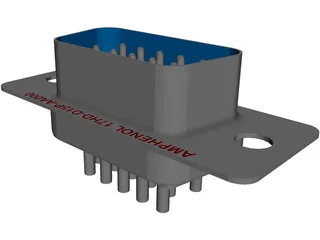 D-Sub 9 Connector 3D Model