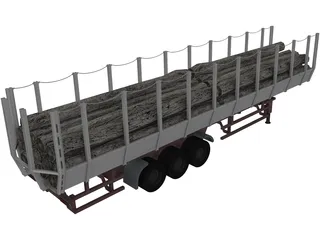 Logging Truck Trailer 3D Model