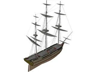 Glorieux French Ship 3D Model