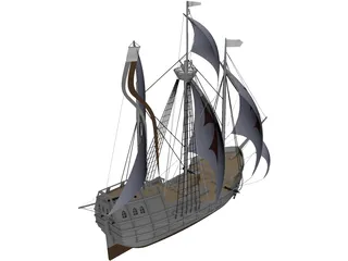 Santa Maria Sailing Ship 3D Model